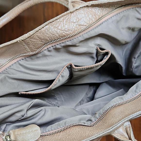 Anthopologie MONSERAT DE LUCCA Leather Tote Purse Taupe Boho large patchwork‎ - Picture 9 of 14